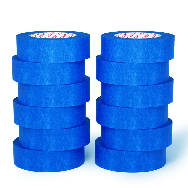 SWRT Blue Painters Tape 1 Inch x 55 Yards, 12 Rolls (660 Yards) – Sharp Clean Paint Lines, No-Residue Painters Tape for Walls, Trim & Baseboards, Easy Removal Masking Tape for Home Projects - Image 1